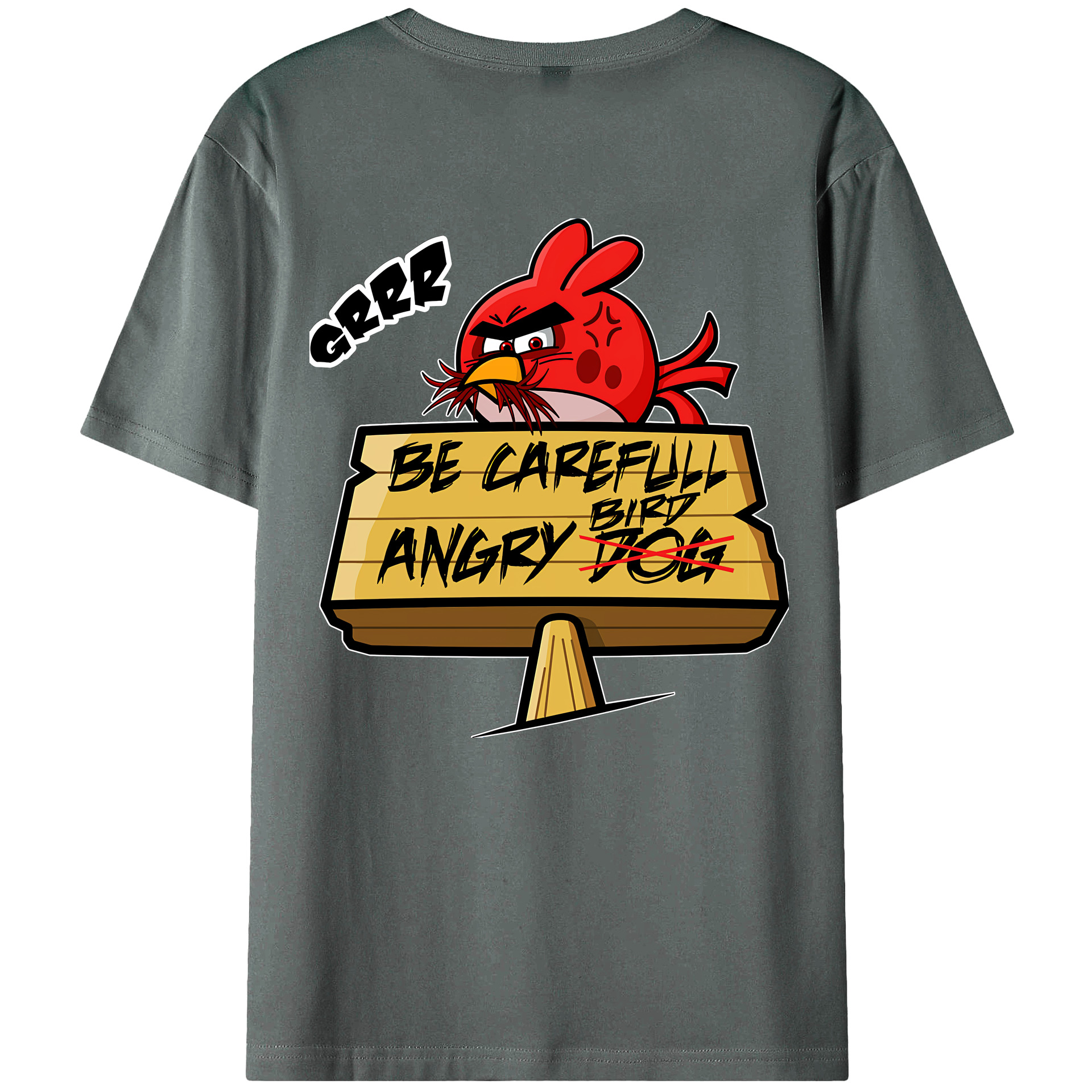 （画像用） Angry Birds アングリーバード 綿100％ メンズ半袖Tシャツ（バックプリント） 通気性
